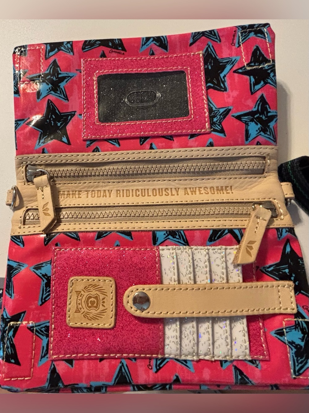 Consuela Pink Crossbody with Blue and Black Stars - Picture 5 of 7